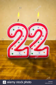 Burning birthday candles number 22 Stock Photo: 67142733 - Alamy