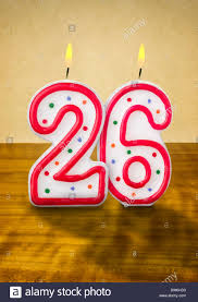 Burning birthday candles number 26 Stock Photo - Alamy