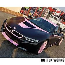 BMW wrapped in Avery SW Satin Black and Bubblegum Pink vinyls