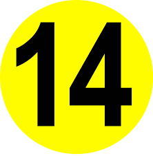 Number 14 Labels | Bright Circles | Bold Text | Choose Size