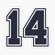 14 Sports Number Fourteen" Sticker for Sale by HelloFromAja | Redbubble