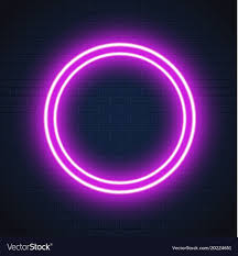Neon purple circle frame sign brick wall Vector Image