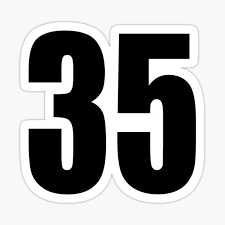 35 number no. Back number" Sticker by GeogDesigns | Redbubble