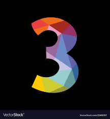 Colorful number 3 isolated on black background Vector Image