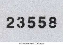Black Number 23558 On White Wall Stock Photo 2138008949 | Shutterstock