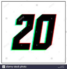 Number 20. Dynamic, split-color design and unique font, shadow of ...