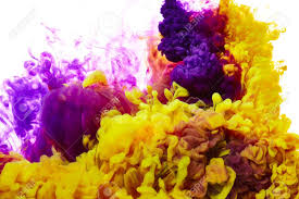 Splash Of Yellow And Purple Paint On White Background Stock Photo, Picture  And Royalty Free Image. Image 69598322.