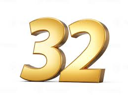 Golden metallic Number 32 Thirty two, White background 3d illustration  20069561 Stock Photo at Vecteezy