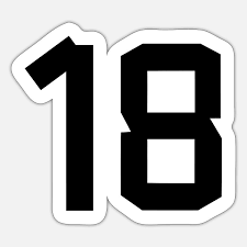 Number 18' Sticker | Spreadshirt