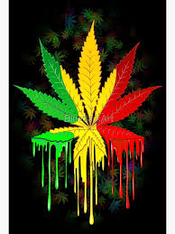 Marijuana Leaf Rasta Colors Dripping Paint" Greeting Card by ...
