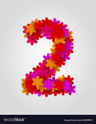 Floral numbers colorful flowers number 2 Vector Image