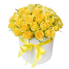 Ziedu piegāde | Dzeltenu rožu kārba