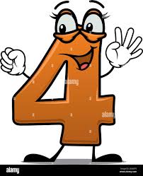 Vector cartoon illustration of an excited happy number 4 waving its arms  and smiling suitable as a decoration fro a kids birthday Stock Vector Image  & Art - Alamy